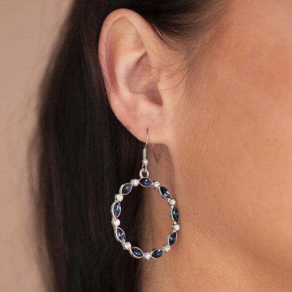 Paparazzi Jewelry Accessories - Crystal Circlets - Blue Earrings - Vintage - Picture 3 of 4